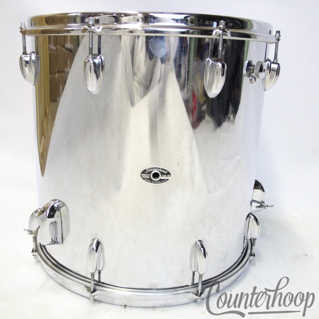 Slingerland 16x16"Chrome Over Wood Floor Tom Drum Vintage'70 Niles COW Choc Milk — main photograph