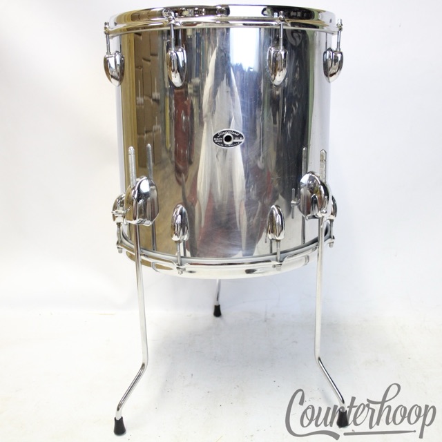 Slingerland 14x14"Chrome Over Wood Floor Tom Drum Vintage'70 Niles COW Nat Maple — main photograph
