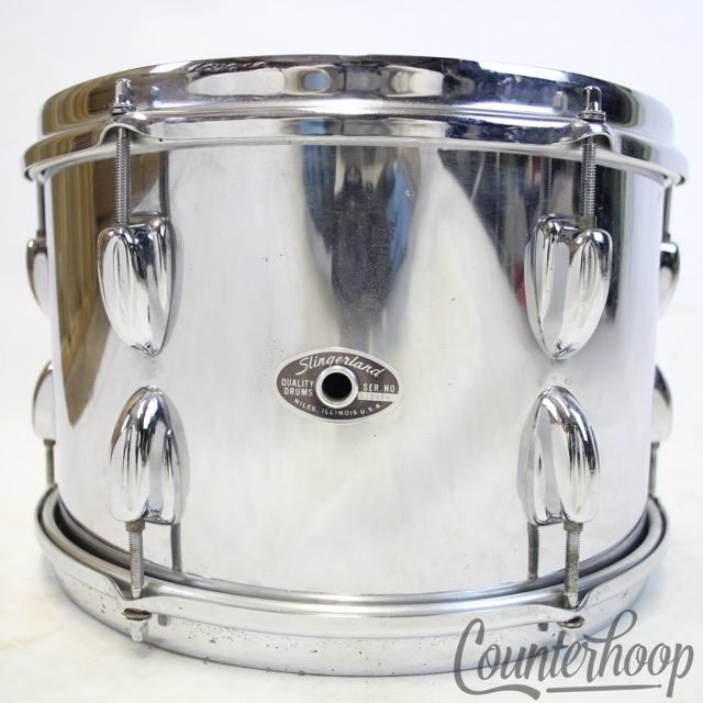 Slingerland 12x8" Tom Drum 70s Chrome Over Wood COW Sound King Stick-Saver Rims — main photograph