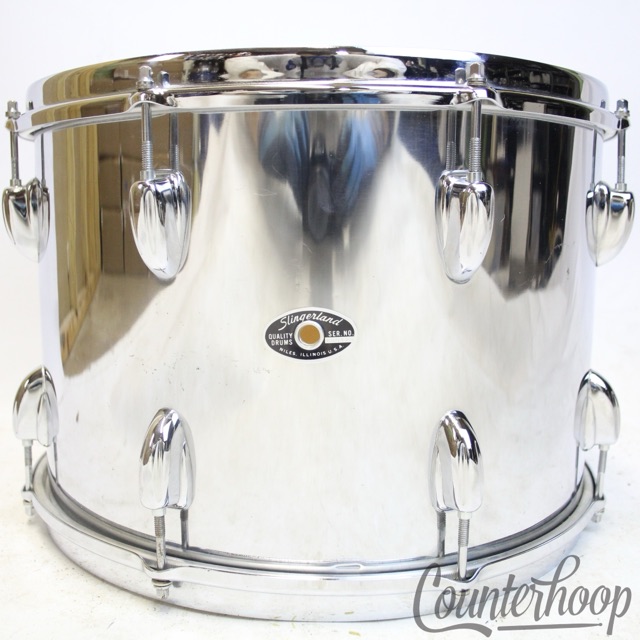 Slingerland 15x10"Tom Drum Chrome Over Wood COW 3Ply Vintage 70s Set-O-Matic USA — main photograph