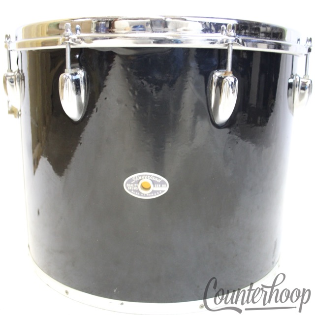 Slingerland 15x12"Concert Tom Drum Black Beauty Wrap Vintage 80s Set-O-Matic USA — main photograph