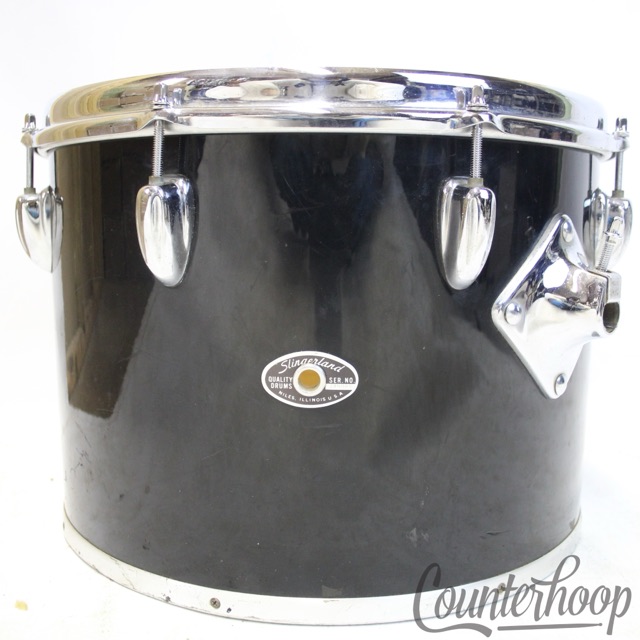 Slingerland 14x10"Black Beauty Concert Tom Drum 70s 5Ply African Mahogany Chrome — main photograph