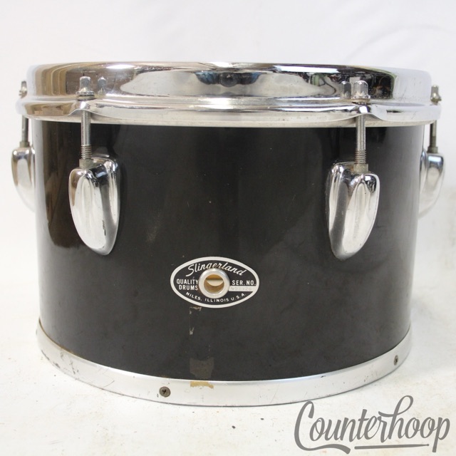 Slingerland 10x6"Concert Tom Drum Black Beauty Sound King 70s 9Ply! Set-O-Matic — main photograph