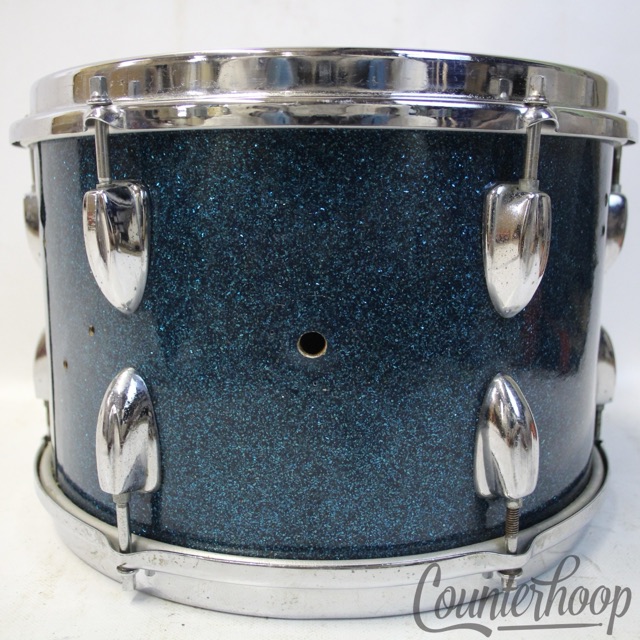 Pearl 12x8"Tom Drum Blue Sparkle Vintage 60s MIJ Japan 6Ply+Re-Rings Sling-Copy — main photograph