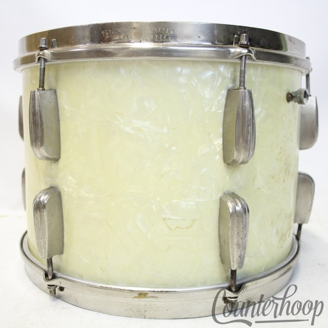 Slingerland 13x9"40s Radio King Tom Drum Engraved Brass White Marine Pearl WMP* — main photograph