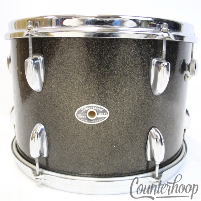 Slingerland 13x9" Black Sparkle Tom Drum 70s Chrome Sound King Stick-Saver Rims — main photograph