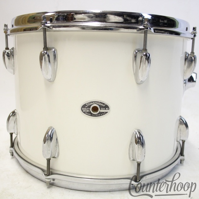 Slingerland 14x10" White Gloss Pearl Tom Drum 3Ply Chrome Sound King Vintage 70s — main photograph