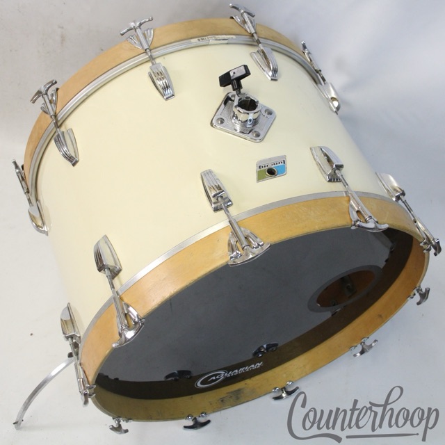 Ludwig 22x14"Bass Drum White Cortex Vintage 70s 3Ply Mahogany/Maple Blue/Olive* — main photograph