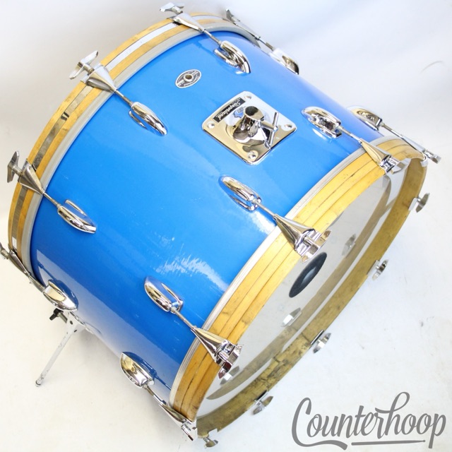 Slingerland 22x14"Blue Gloss Bass Drum 3Ply Sound King Vintage 70s Chrome Niles — main photograph