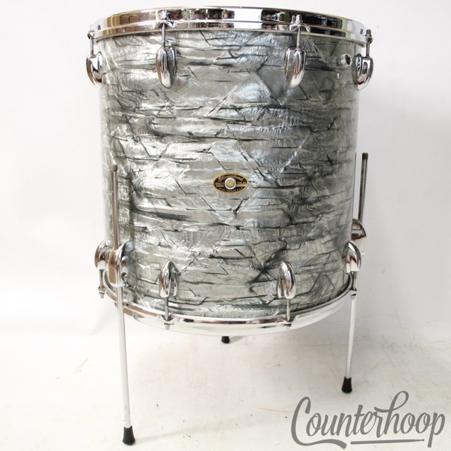 Slingerland 16x16"Sky Blue Pearl Floor Tom Drum Vintage 60s COB Brass Rims Niles — main photograph