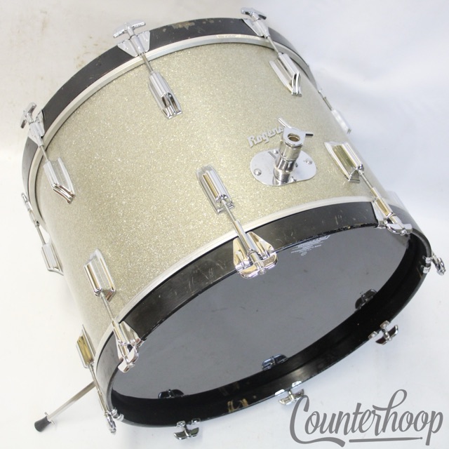 Rogers 20x14"Cleveland Silver Sparkle"Top Hat"Bass Drum Holiday Vintage 60s USA — main photograph