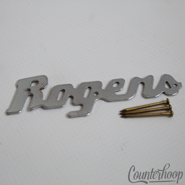 Rogers Script Logo Badge Vintage 60s Powertone/Holiday Bass/Tom/Snare Label USA — main photograph