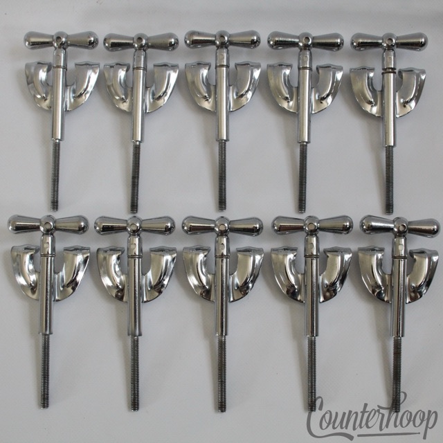 Rogers 10x Bow-Tie Bass Drum Tension 3 3/4" T-Rods Chrome 60s Holiday Cleveland — main photograph