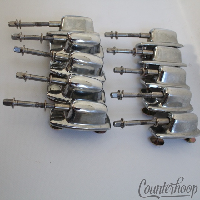 Ludwig 10x Tom Drum Lugs+Tension T-Rods Set Chrome 1 11/16" Standard/Rockers 80s — main photograph