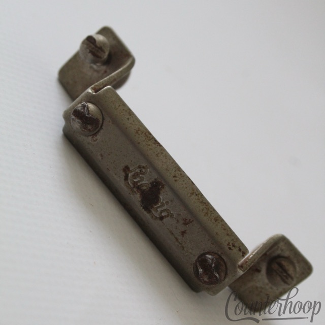 Ludiwg P32 Nickel Butt Plate Script Logo Snare Drum Strainer Holder Vintage 50s — main photograph