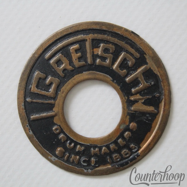 Gretsch Bass Round Badge 9/16" Brass RB USA Label Vintage 50s-60s Broadkaster* — main photograph