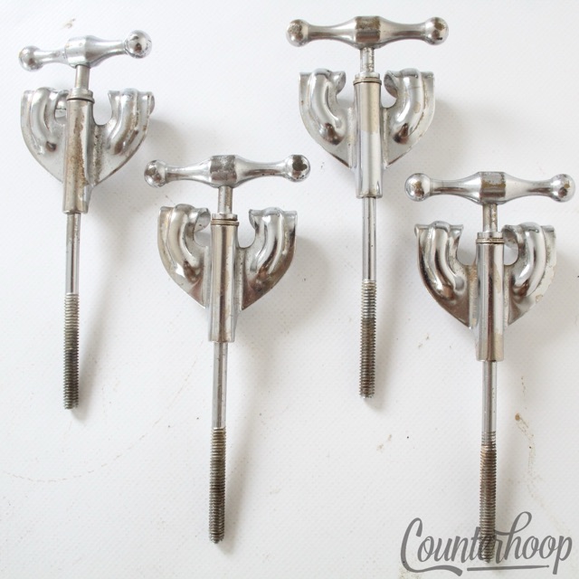 Slingerland 4x Radio King Bass Drum Tension T-Rods+Claws Bow-Tie Chrome 40s USA — main photograph