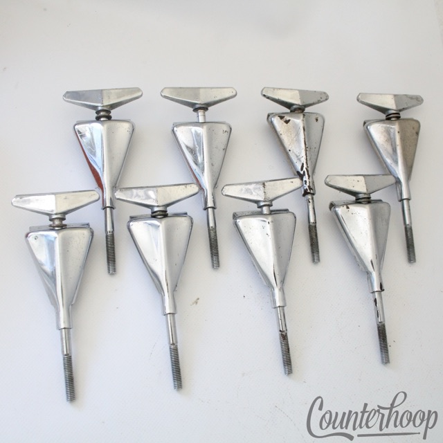 Pearl 8x Bass Drum Tension T-Rods+Claws Vintage 70s Chrome 4 1/8" Metric Japan* — main photograph