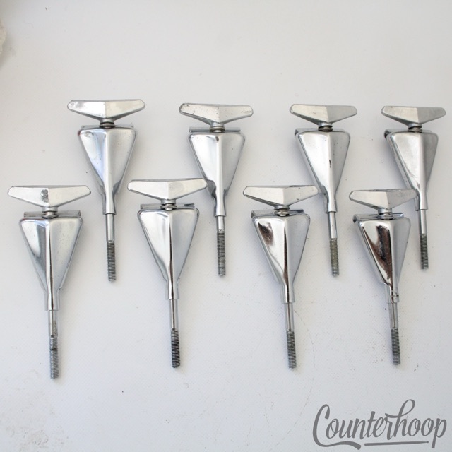 Pearl 8x Bass Drum Tension T-Rods+Claws Chrome 4 1/8" Metric Japan Vintage 70s* — main photograph