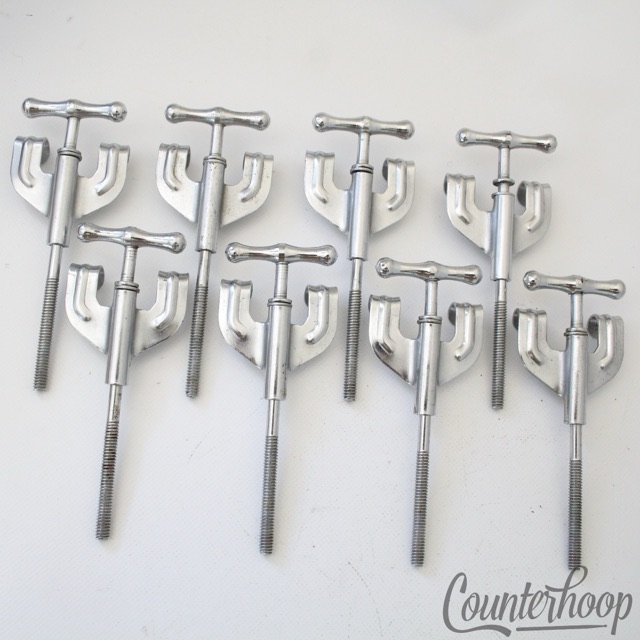 Pearl 8x Bow-Tie Bass Drum Tension T-Rods+Claws 4 1/8" Metric Japan Vintage 60s — main photograph