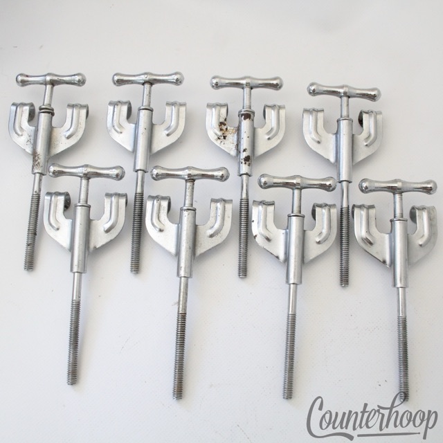 Pearl 8x Bow-Tie Bass Drum Tension T-Rods+Claws Metric Japan Vintage 60s 4 1/8" — main photograph