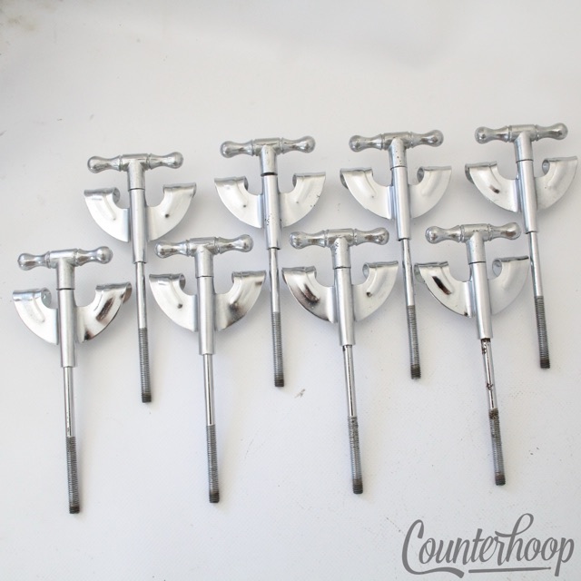 Pearl 8x Bow-Tie 4 5/8"Bass Drum Tension T-Rods+Claws Metric Japan Vintage 60s* — main photograph