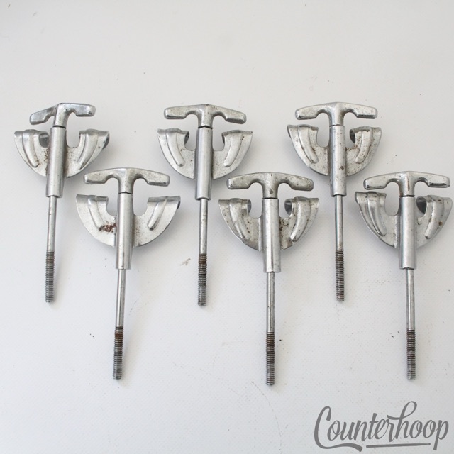 Pearl 6x Bow-Tie 4 1/8"Bass Drum Tension T-Rods+Claws Japan Vintage 70s Chrome* — main photograph