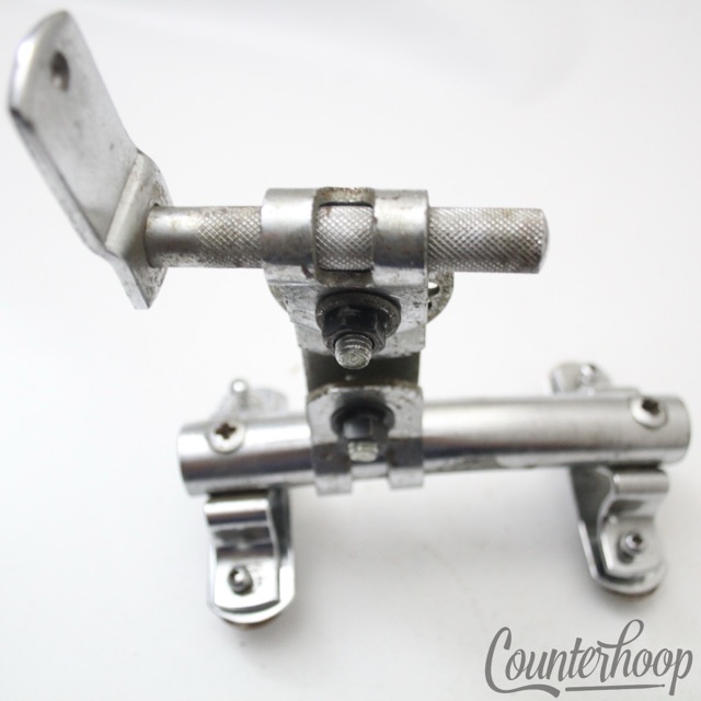Pearl Bass Drum Rail Tom Mount 4hole L-Arm Vintage 60s Chrome Japan 4.5"x2 7/16" — main photograph