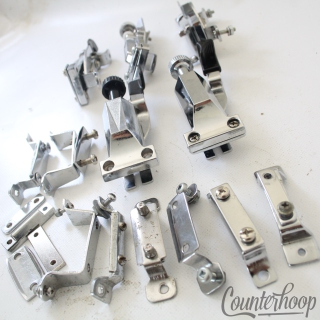 Pearl Snare Drum Throw-Offs+Butt Plates Parts Lot Chrome Vintage 80s Strainers* — main photograph