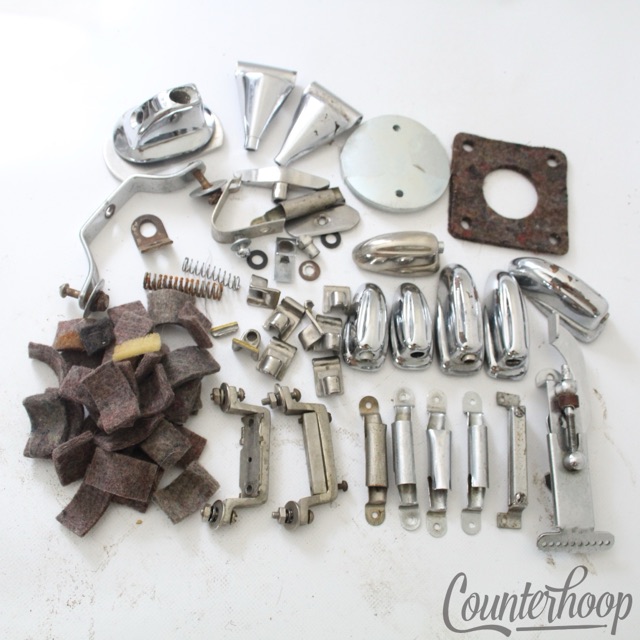 Slingerland+Leedy&Ludwig Vintage Drum Parts Lot Throw-Off+Butt Plates+Lugs+Claws — main photograph