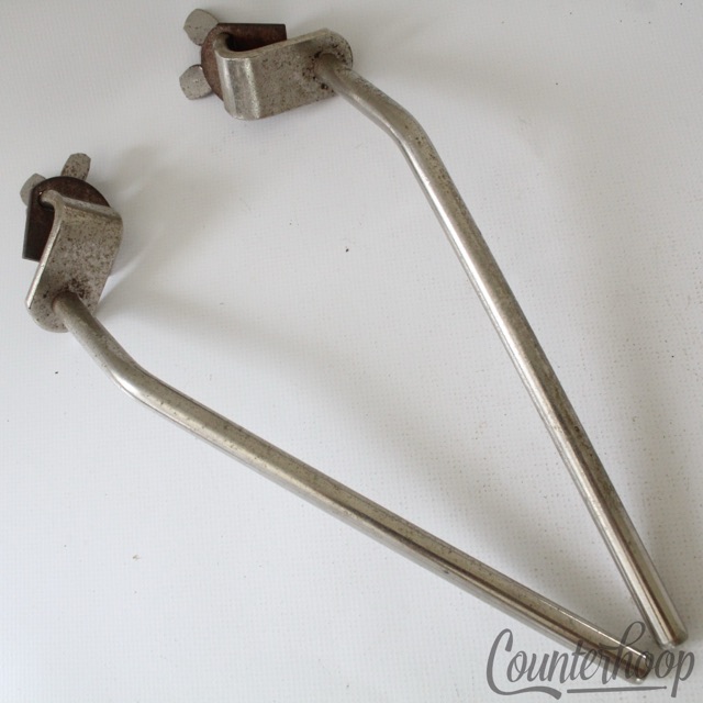 Gretsch Clamp-On Bass Drum Spurs/Legs-Mounts Nickel Vintage 40s Walberg&Auge USA — main photograph