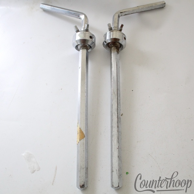 Pearl 2x Hex Double Tom Drum L-Arms Mounts Bass Arm 5/8" Chrome Vintage70s Japan — main photograph