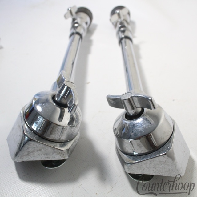 Pearl 2x Bass Drum Spurs+Mounts Heavy Duty Telescoping Legs Chrome 80s Rubber Ft — main photograph