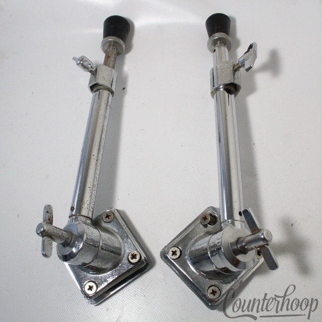 Pearl 2x Bass Drum 70s Spurs+Mounts Heavy Duty Telescoping Legs Chrome Rubber Ft — main photograph