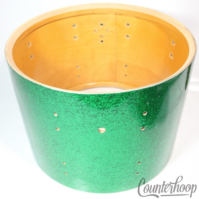Ludwig 10x14"Tom Drum Shell 3Ply Maple Green Sparkle 70s 8-Lug Super Classic USA — main photograph
