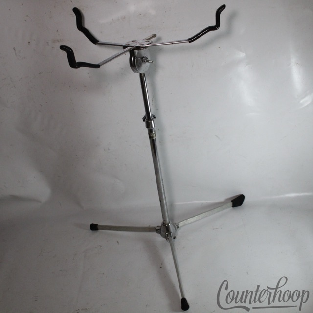 Slingerland Flush/Flat-Base Snare Drum Stand Black/Gold Niles,IL Top Basket 60s — main photograph