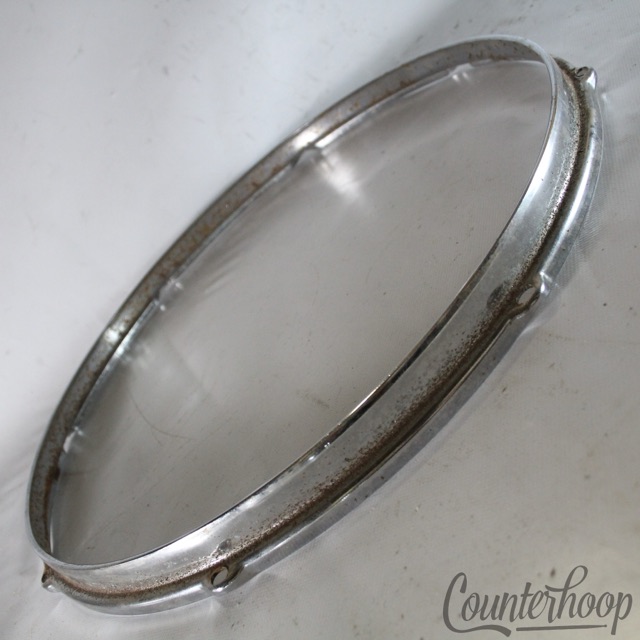 Slingerland 16" Floor Tom Drum Batter Rim/Hoop Stick-Saver 8-Lug Chrome Vintage — main photograph