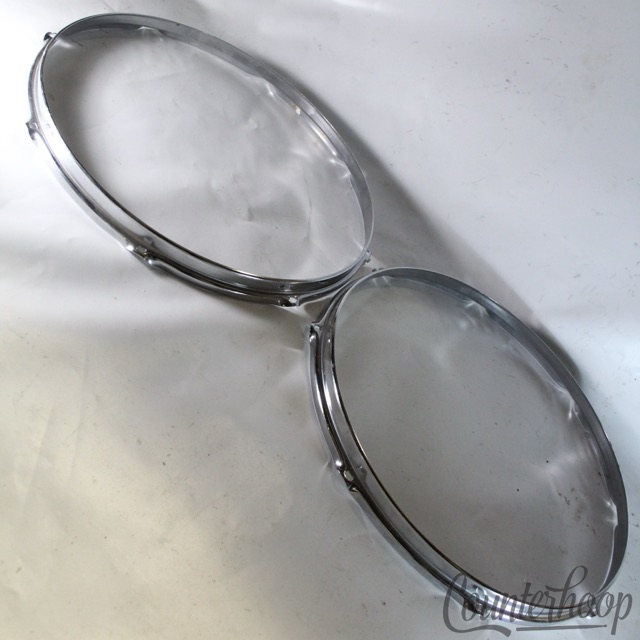 Slingerland 2x 16" Floor Tom Drum Rims/Hoops 8Lug Stick-Saver Chrome Vintage 80s — main photograph
