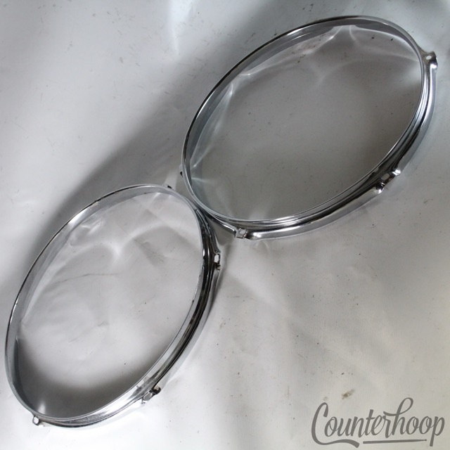 Ludwig 2x 13"Tom Drum Rims/Hoops Triple-Flange 6-Hole Chrome Classic Vintage 70s — main photograph