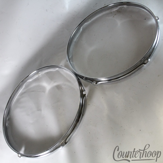 Ludwig 2x 13"Tom Drum Rims/Hoops Triple-Flange Chrome Classic 6-Hole Vintage 60s — main photograph