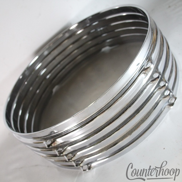 Pearl Chrome Rims Set 5x 12" Tom Drum Hoops Vintage 60s-70s Lot Parts — main photograph