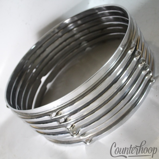 Pearl Chrome Rims Set 6x 13" Tom Drum Hoops Vintage 60s-70s Lot Parts — main photograph