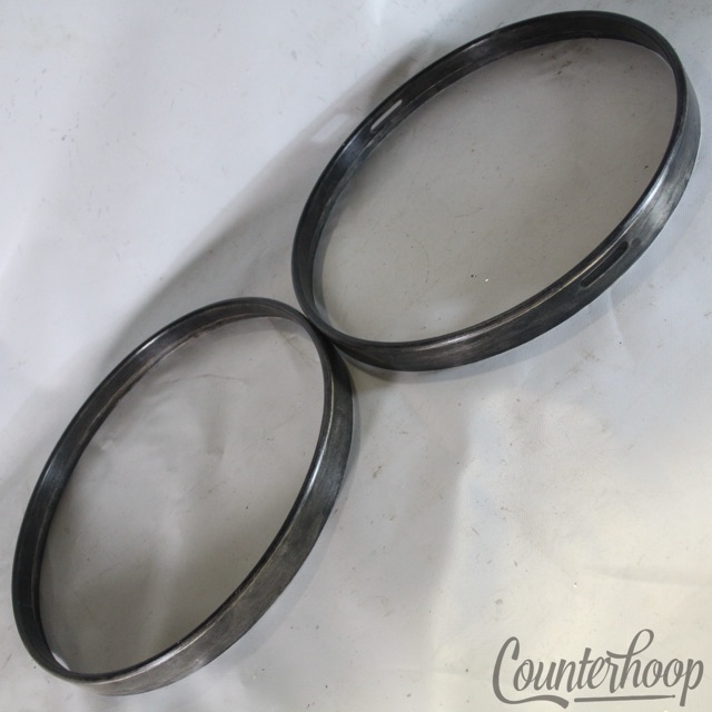 14" Snare Drum Wood Hoops/Rims 2x Pair/Set Batter+Resonant Dark Brown Stain NWOT — main photograph