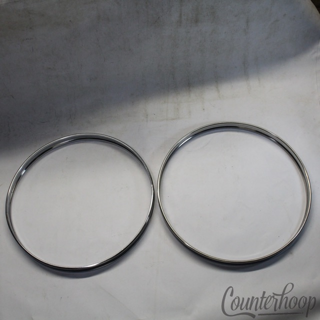Pearl 2x 20"Black-Inl Bass Drum Hoops Steel Metal Rims 70s Batter+Resonant Japan — main photograph