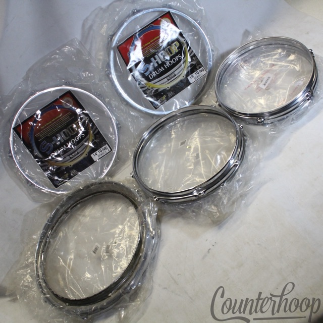 Cannon 12",13",16" Floor Tom Rims +2x 14"-10 Lug Snare Drum"S"Hoops Chrome NIB* — main photograph