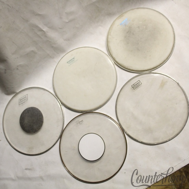 Ludwig/Rogers/Slingerland 4x 14" 1x 15"Vintage Drum Heads 3x Clear+Dot 2x Coated — main photograph