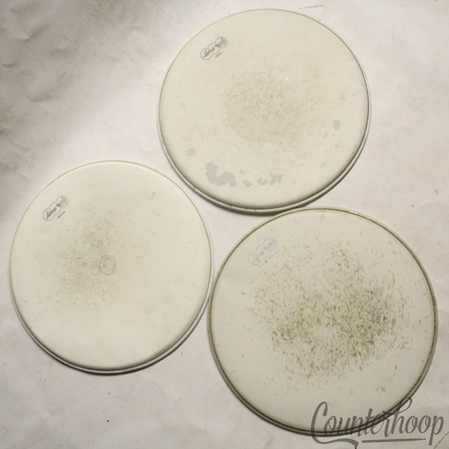 Ludwig 3x 14" Vintage Drum Heads Coated Orchestra/Medium/Heavy 60s White 1x Dot — main photograph