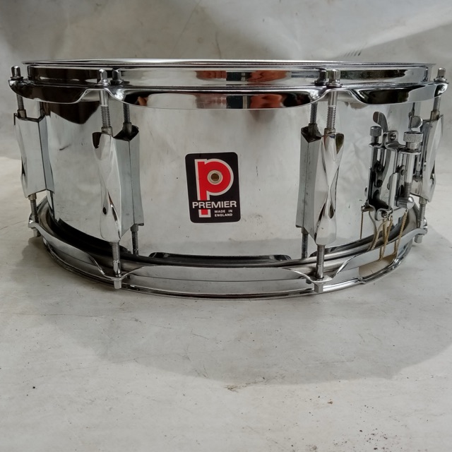 Premier 14x5"Snare Drum Chrome Steel Model 1005 8Lug England Everplay Vintage70s — main photograph