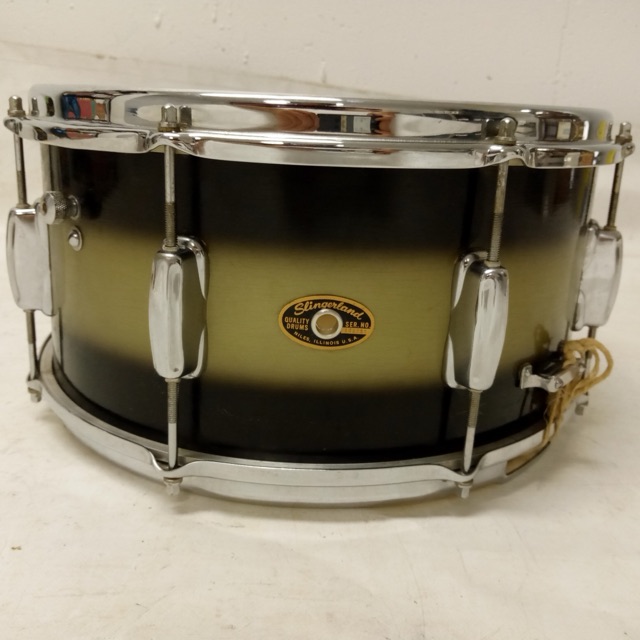 Slingerland 7x14"Hollywood Ace Snare Drum#149 Blue/Green Duco 60s COB Brass 8Lug — main photograph