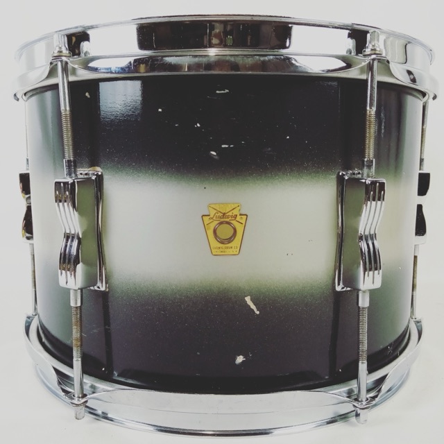 Ludwig 8x12" Rack Tom Drum Blue/Silver Duco Club Date Vintage 60s 3Ply Maple USA — main photograph